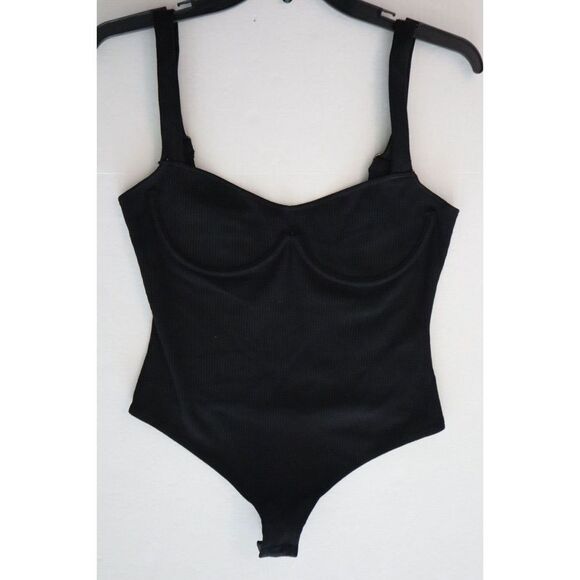 Intimately Free People Women Sz L Black In The City Underwire Ribbed Bodysuit - Picture 6 of 12